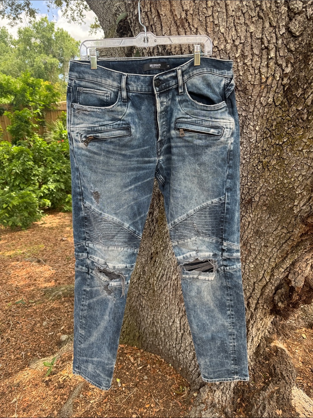 Hudson Blinder Biker Jeans Men’s Faded Blue Distressed Skinny Jeans.Size 36